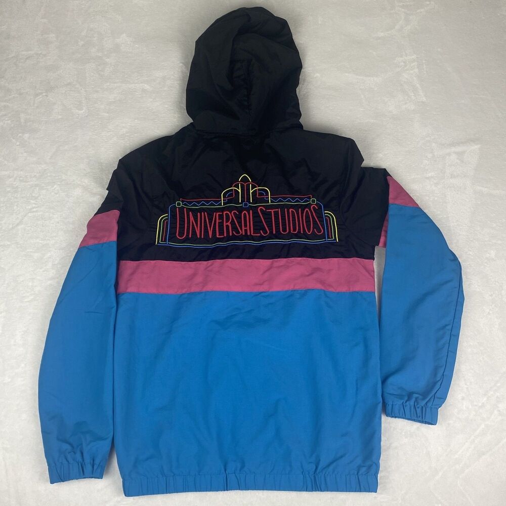 Universal Studios Windbreaker Jacket Adult XS Multicolor Hooded Retro